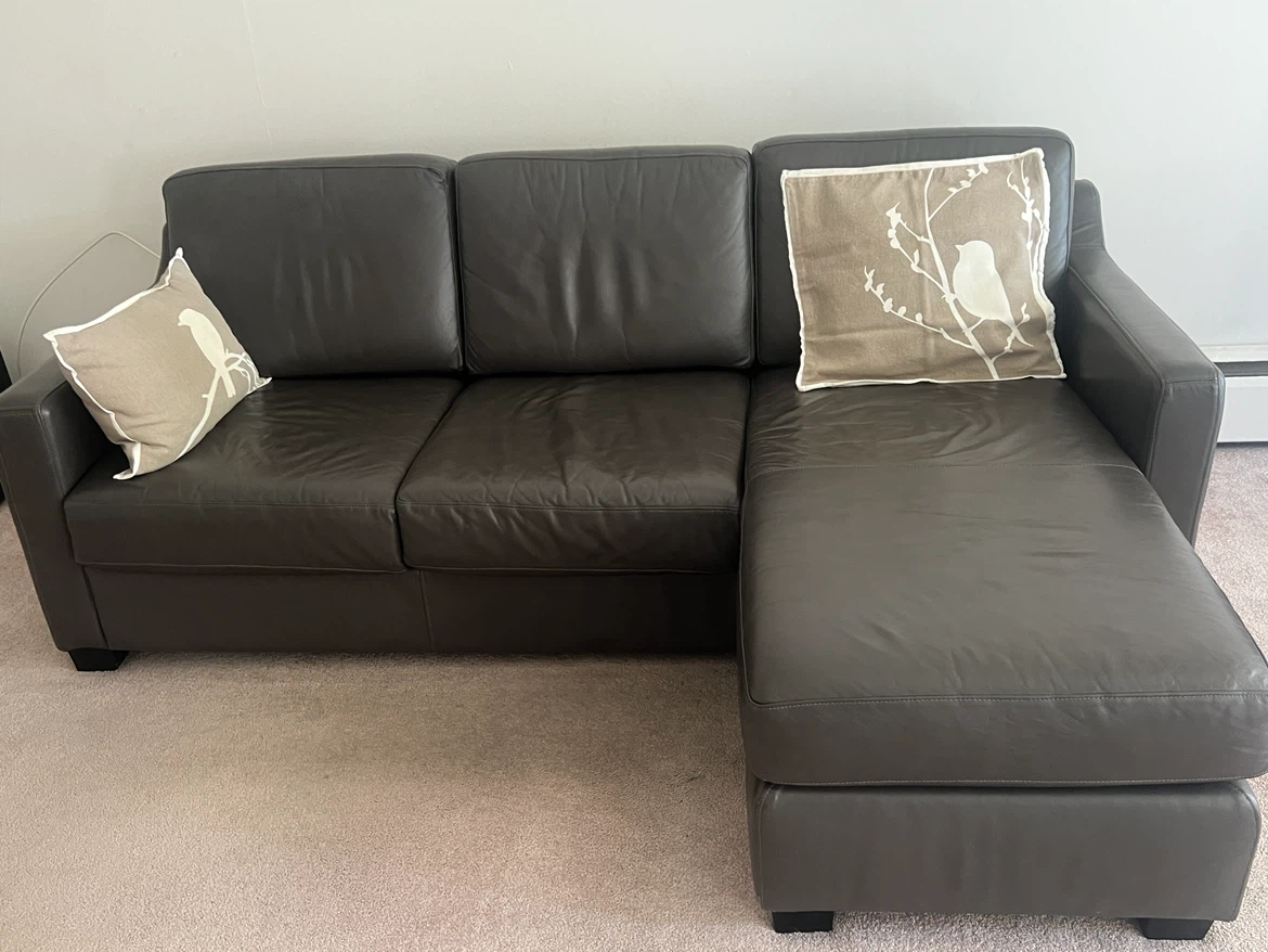 100% Genuine Leather Chaise Sofa