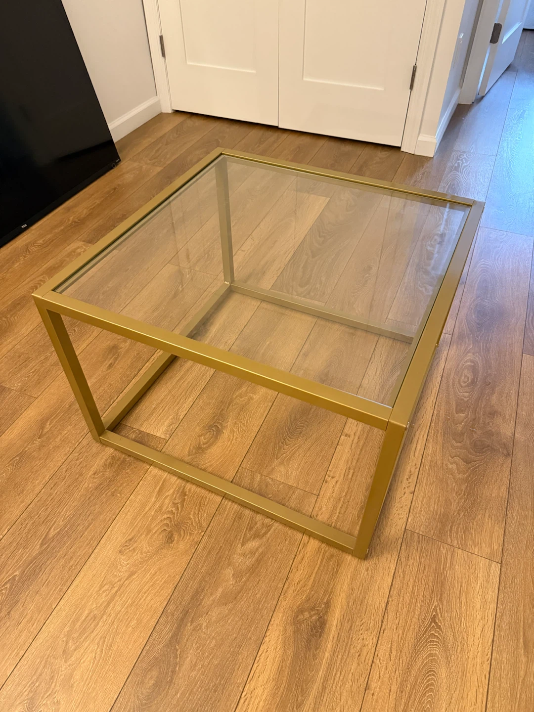 Gold Metal Frame Glass Top Coffee Table - photo 2