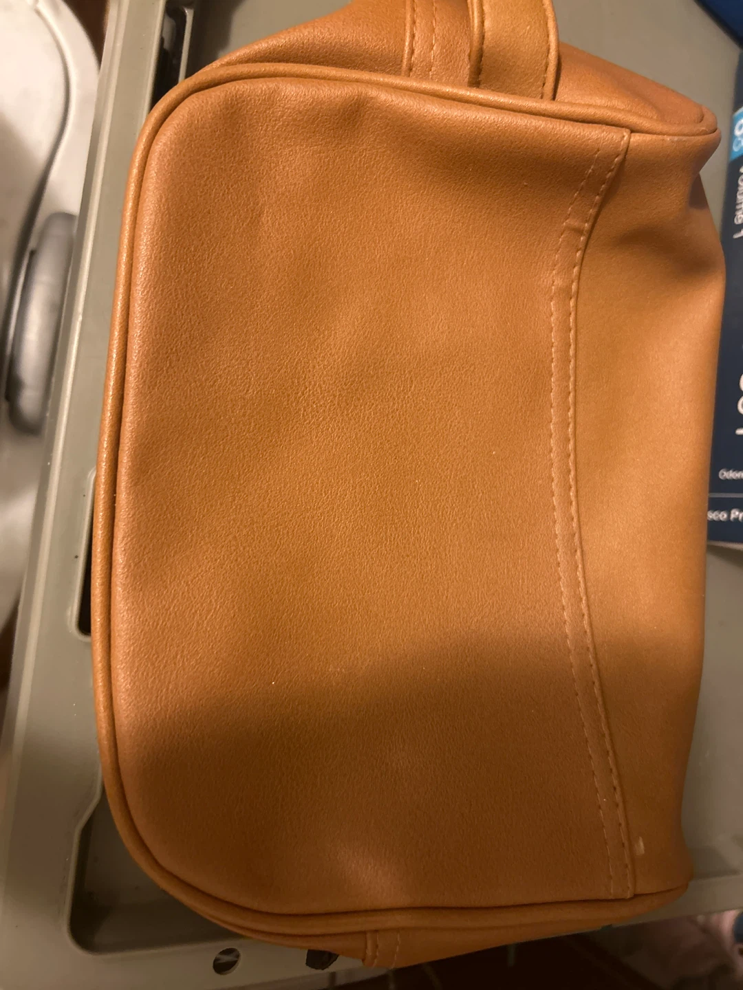 Brown Faux Leather Dopp Kit Toiletry Bag - photo 2