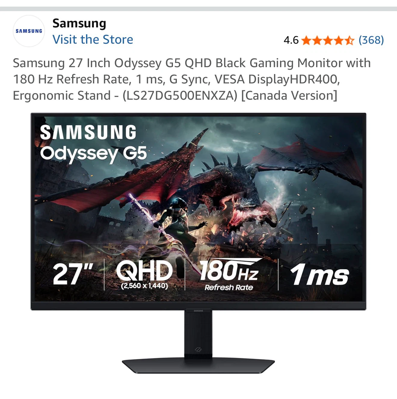 Samsung 27 Inch Odyssey G5 Gaming Monitor - photo 4