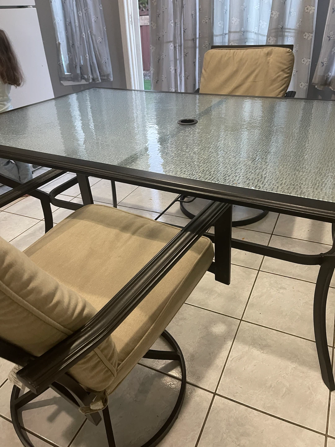 Glass Top Patio Dining Set with Cushioned Chairs - photo 2