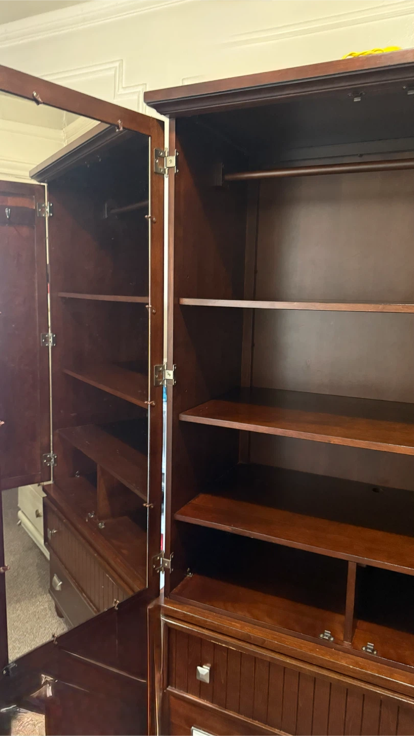 Dark Wood Armoire with Drawers