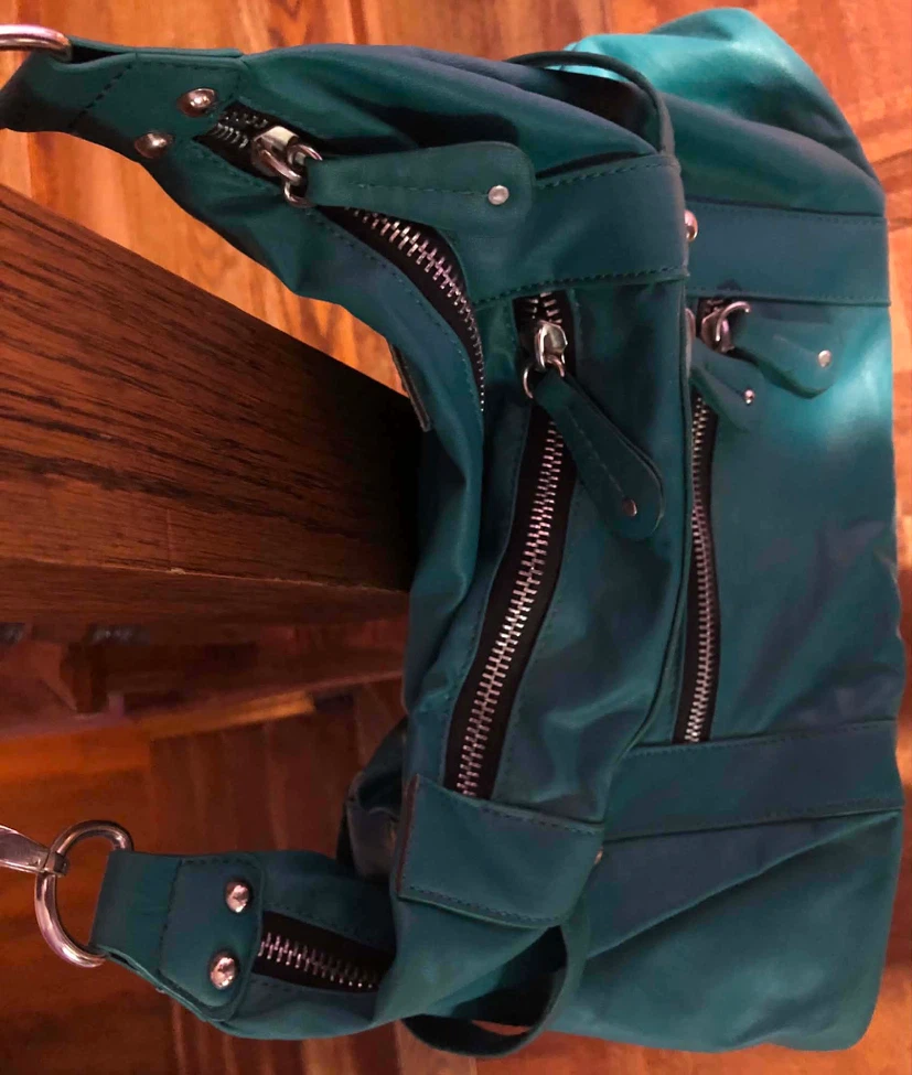 Teal Faux Leather Shoulder Bag - photo 2