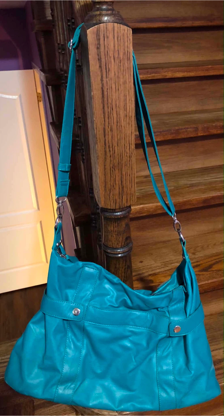 Teal Faux Leather Shoulder Bag - photo 3