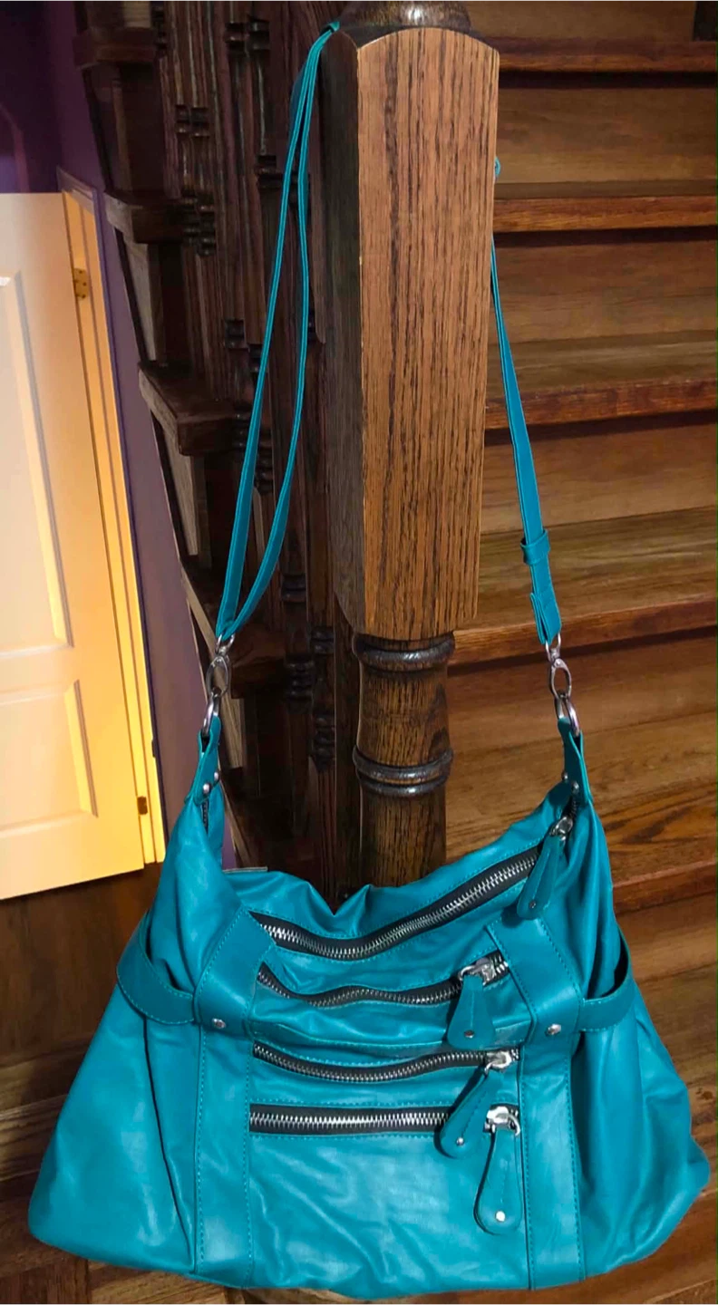 Teal Faux Leather Shoulder Bag - photo 4