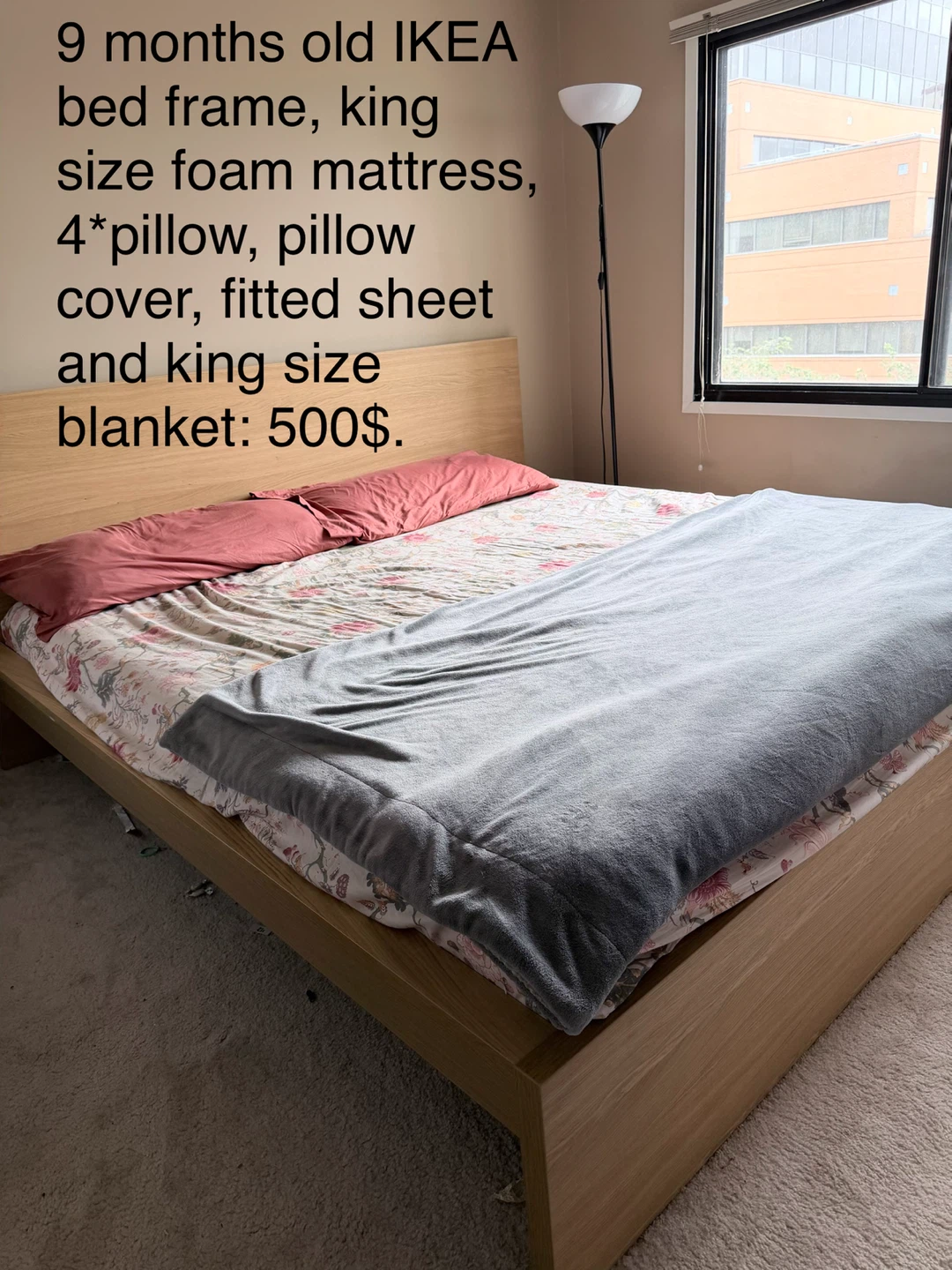 IKEA Bed Frame, King Mattress & Linens Set