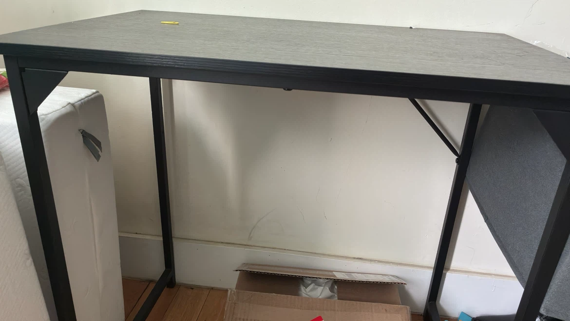 Black metal frame desk