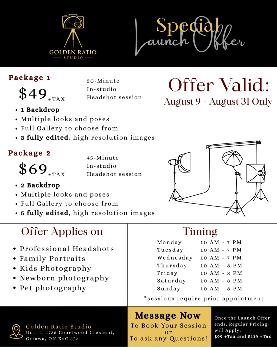 Golden Ratio Studio Headshot Session Offer