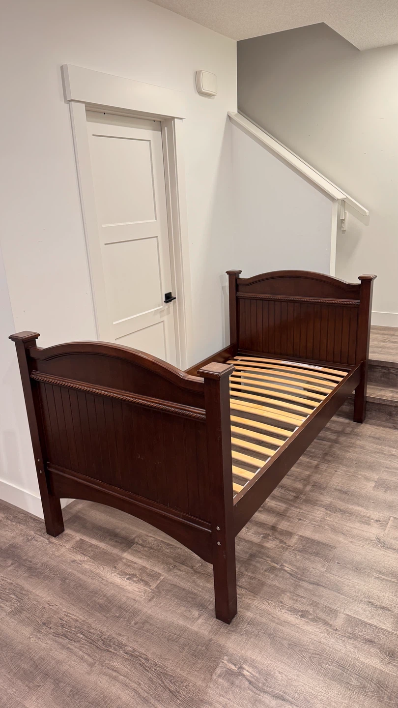 Twin bed frame brown wooden