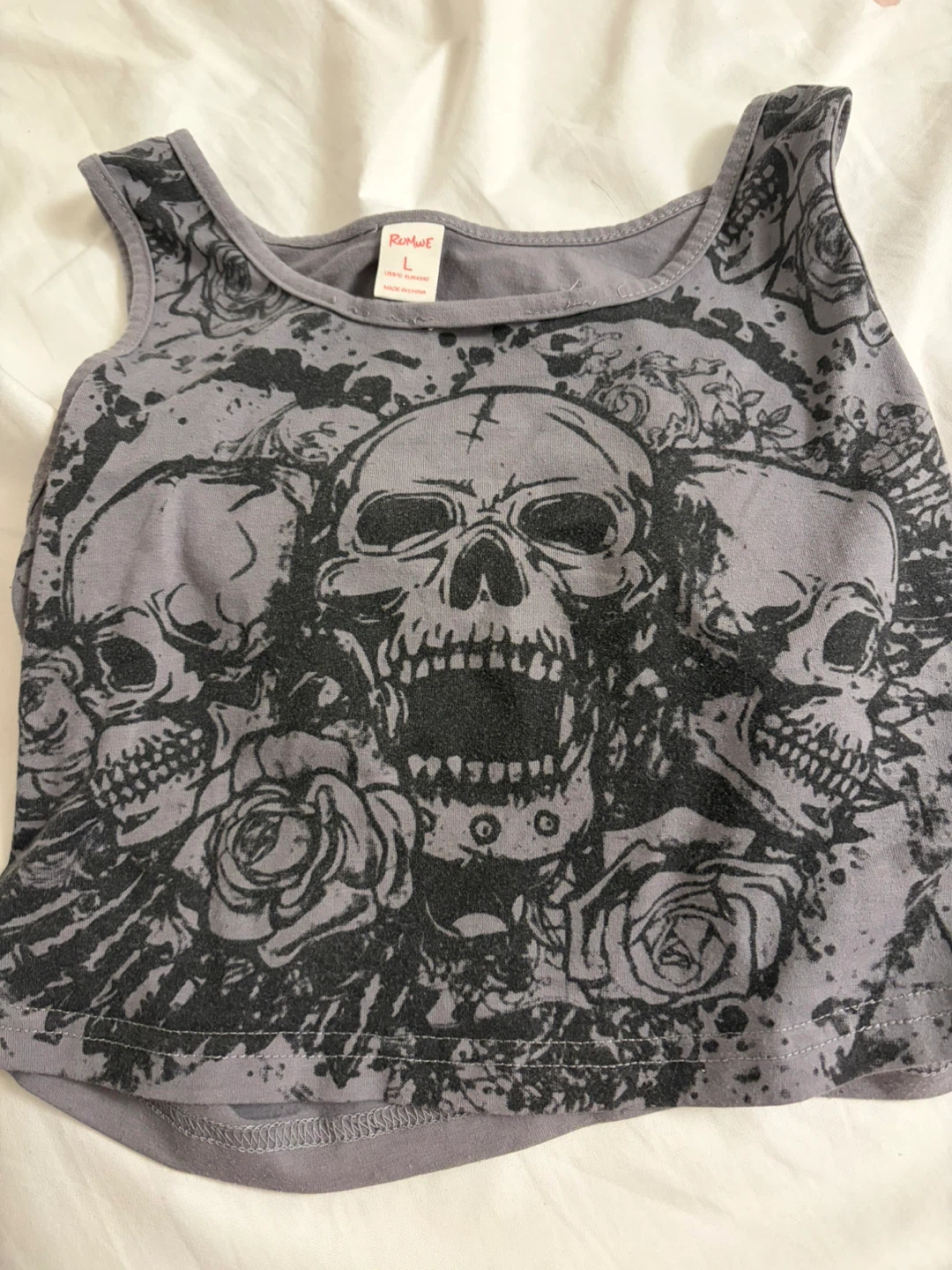 Rebelz Skull and Roses Crop Top