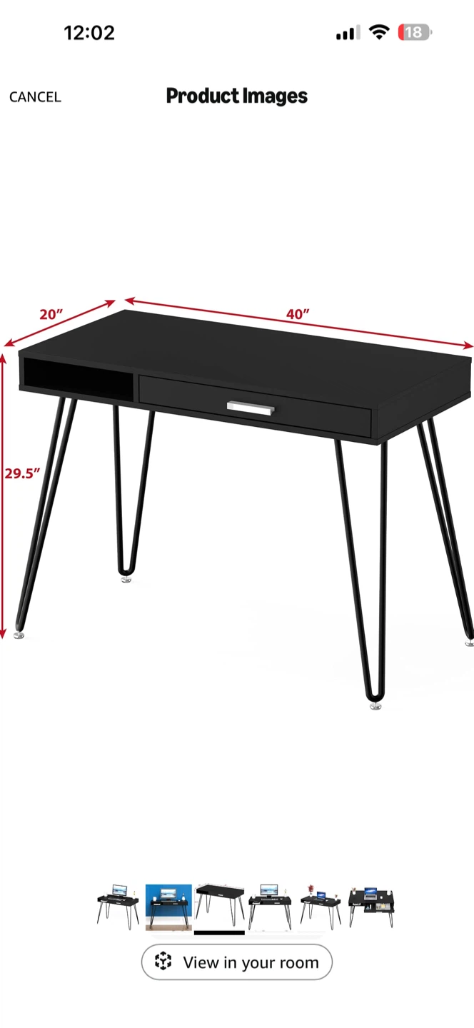 Black Desk with Drawer - photo 2