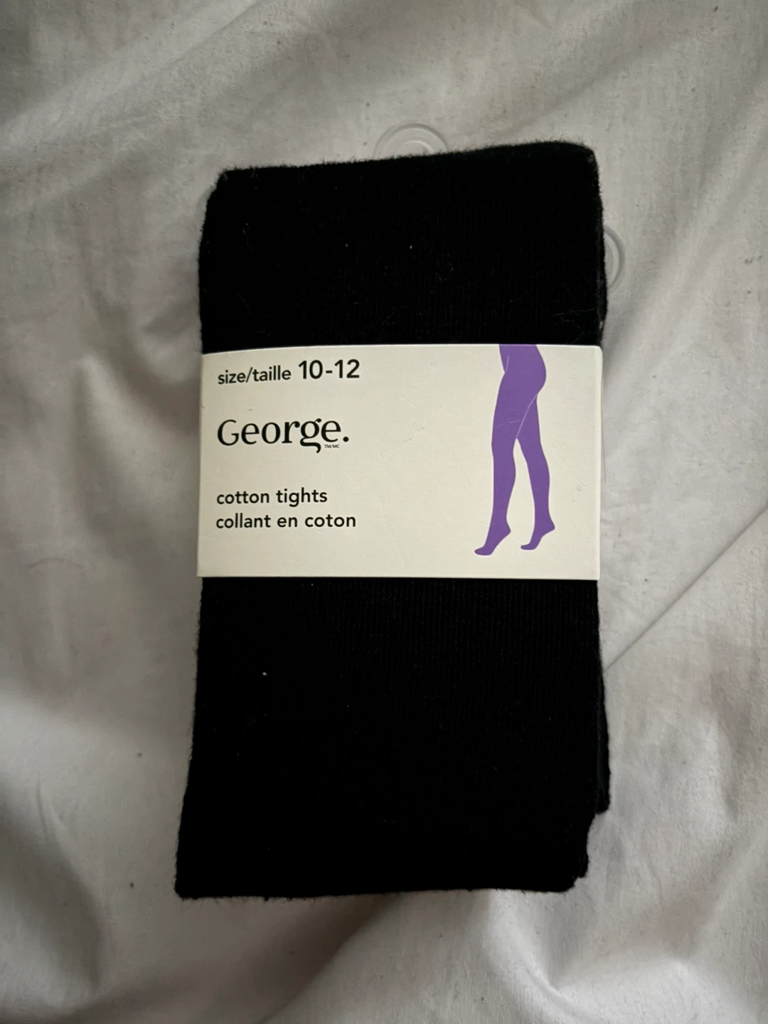 George. Cotton Tights - Size 10-12 Black