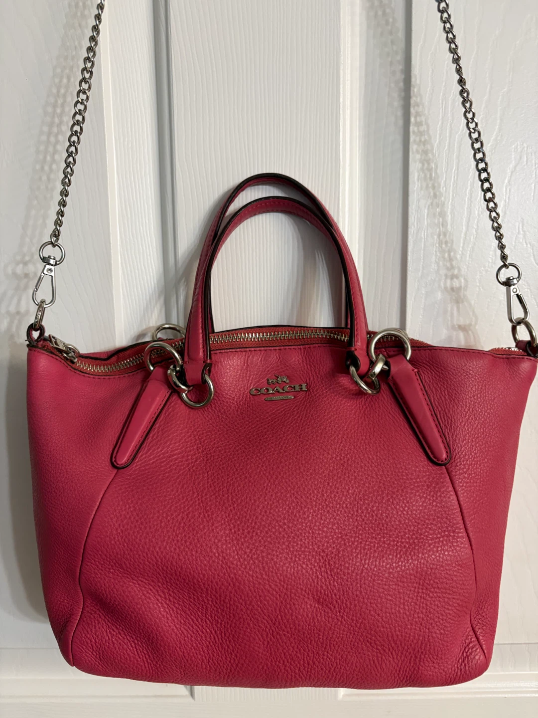 Coach Small Kelsey Satchel in Pink Pebbled Leather