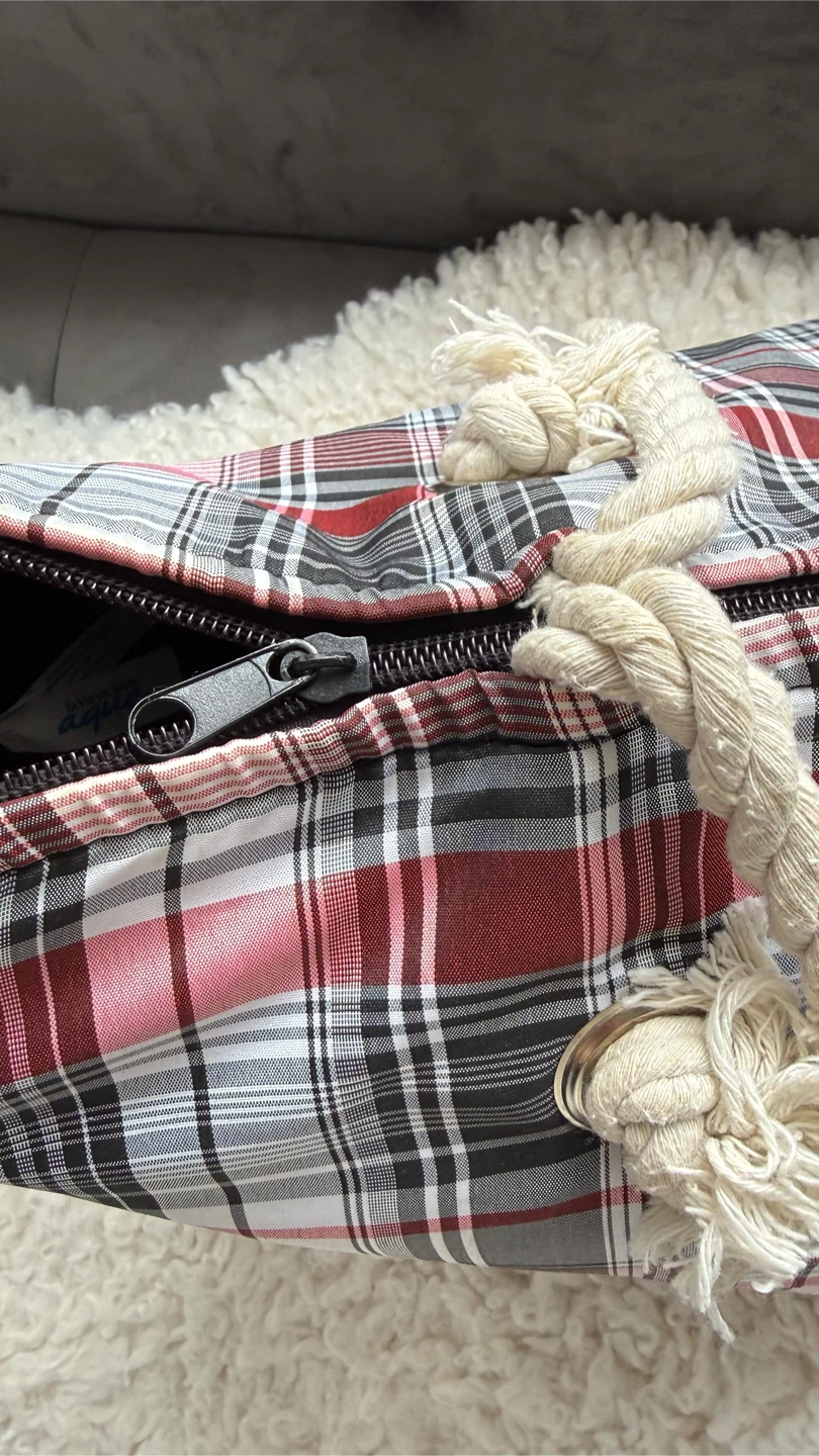 La Vie en Rose Aqua Plaid Tote Bag - photo 3