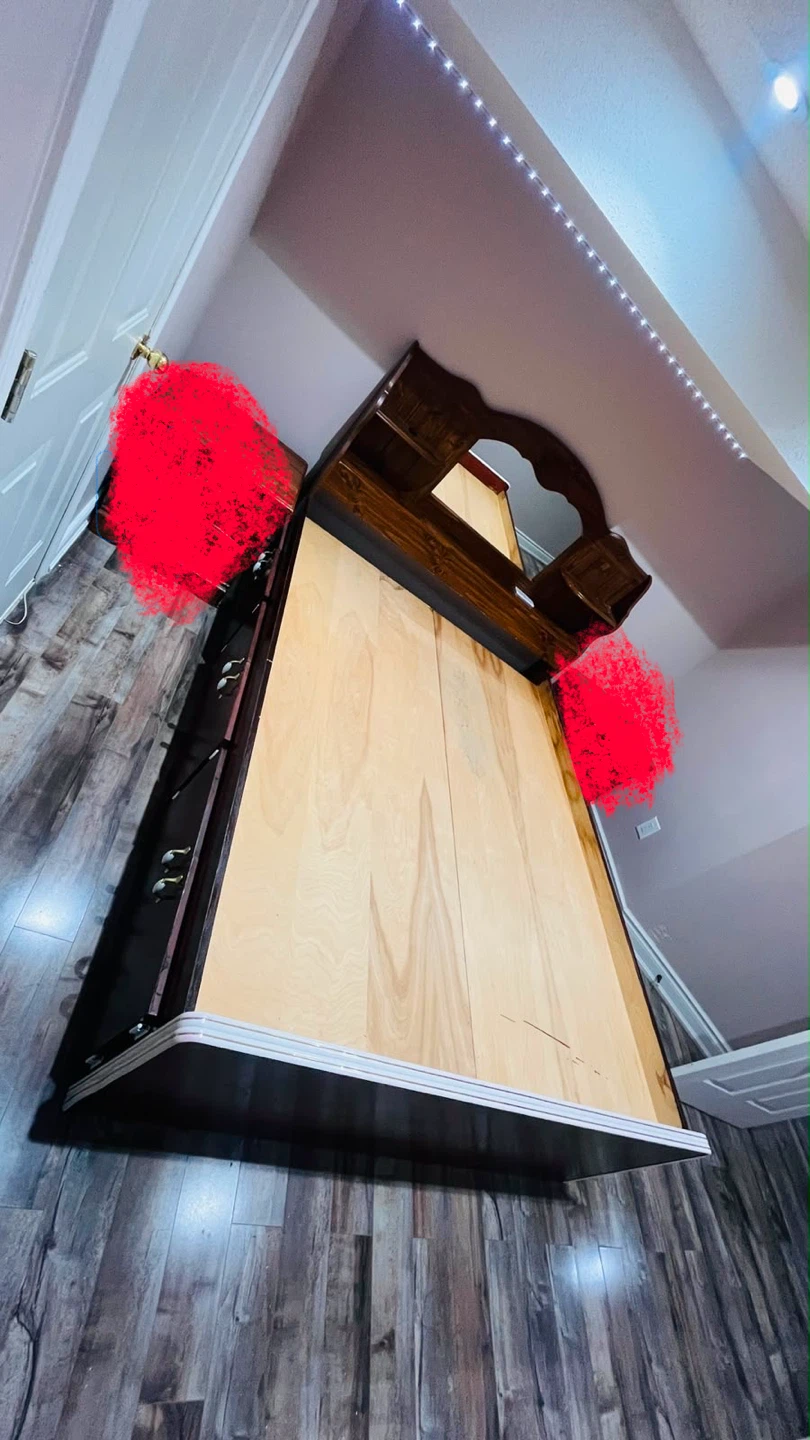 Wooden Bed Frame with Headboard and Drawers - photo 2