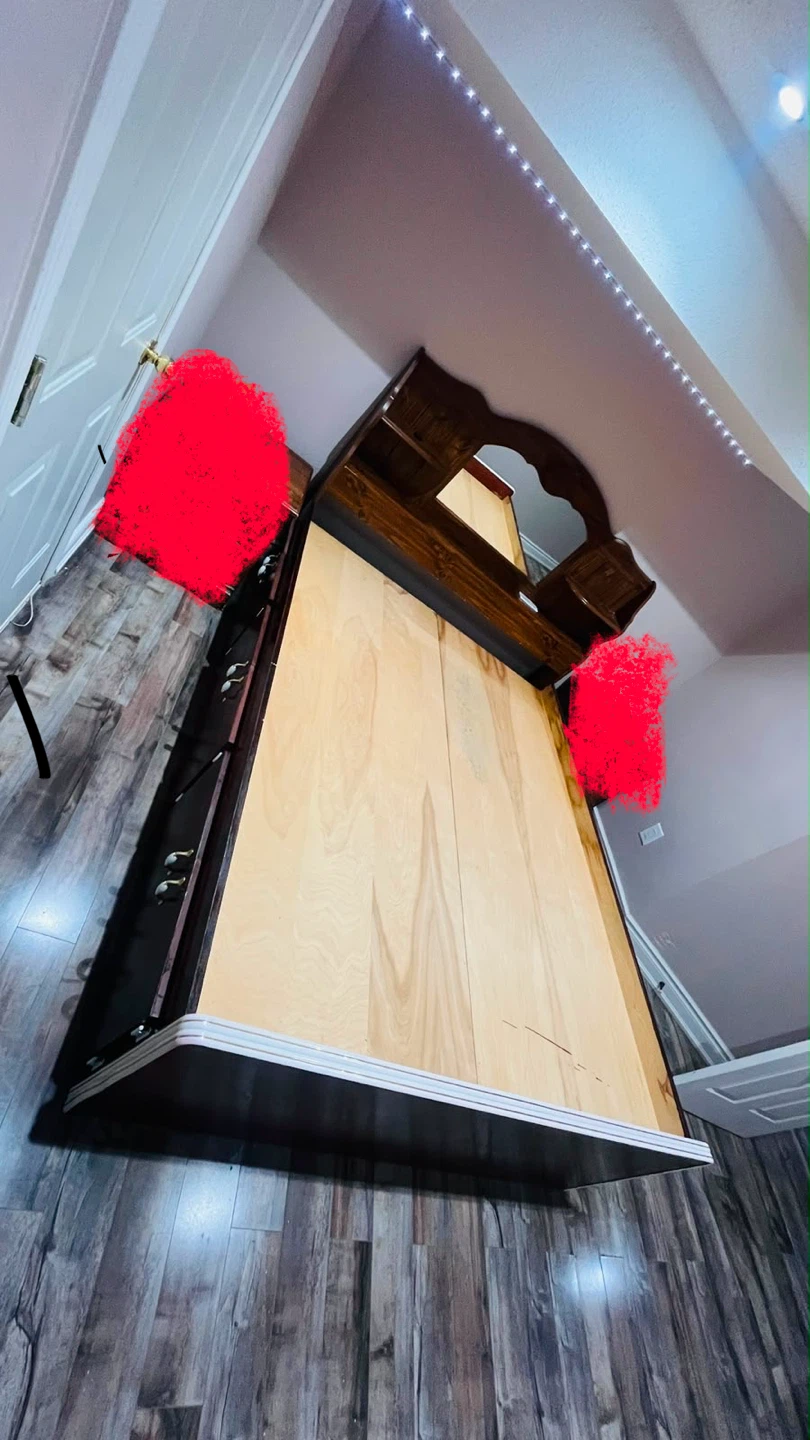 Wooden Bed Frame with Headboard and Drawers - photo 3