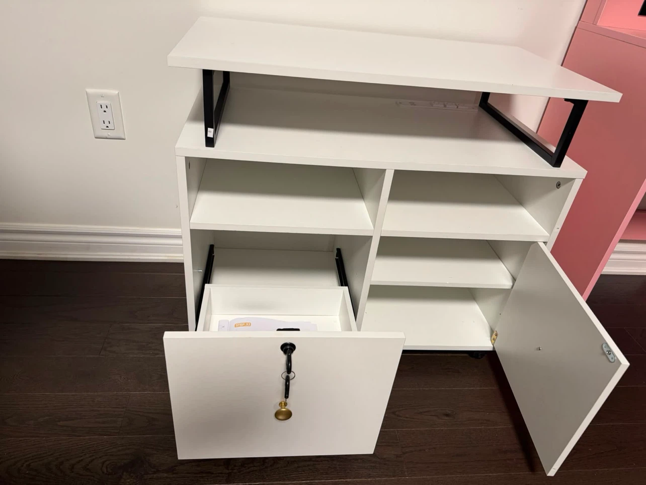White Filing Cabinet with Storage Shelves