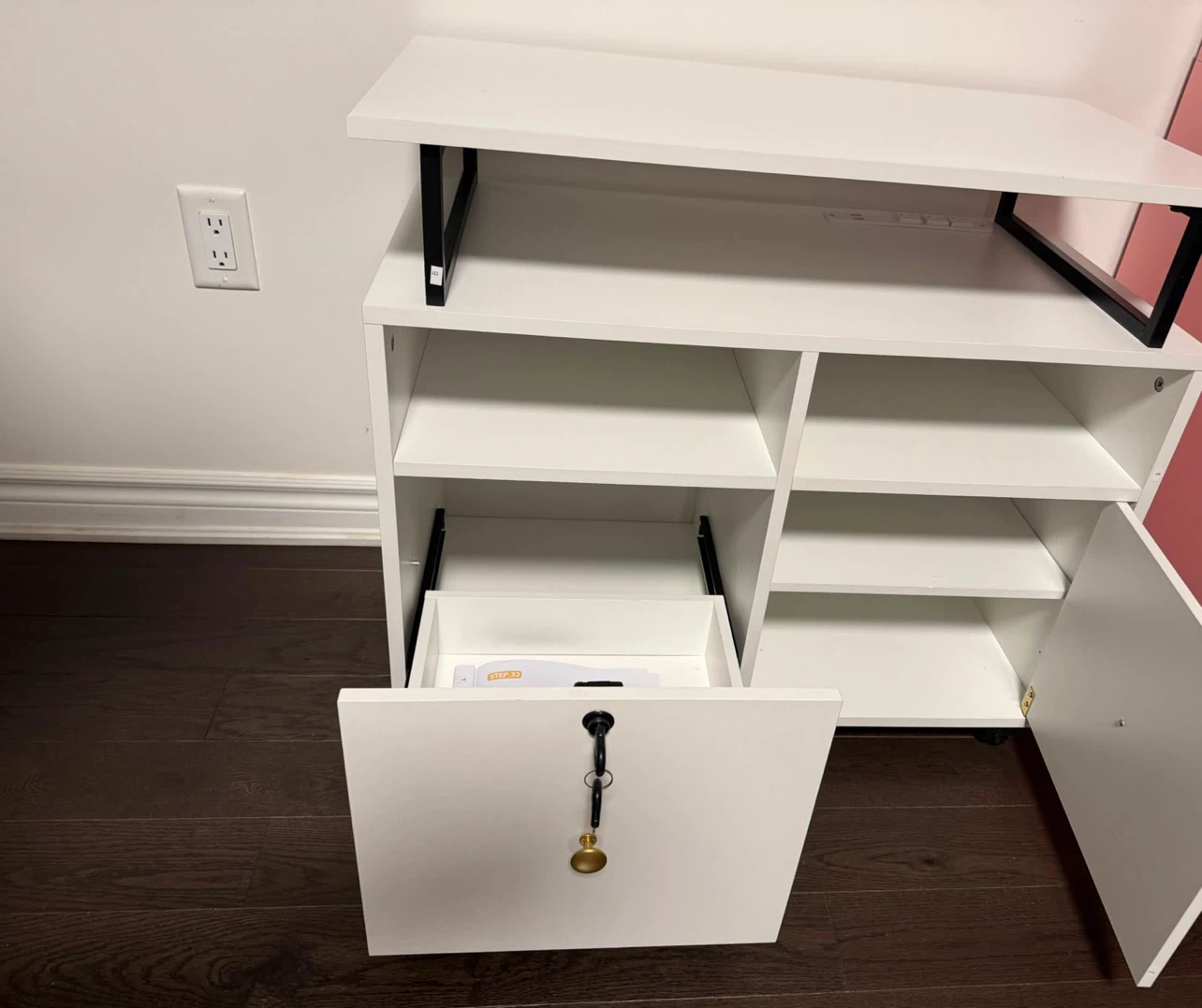 White Filing Cabinet with Storage Shelves - photo 2