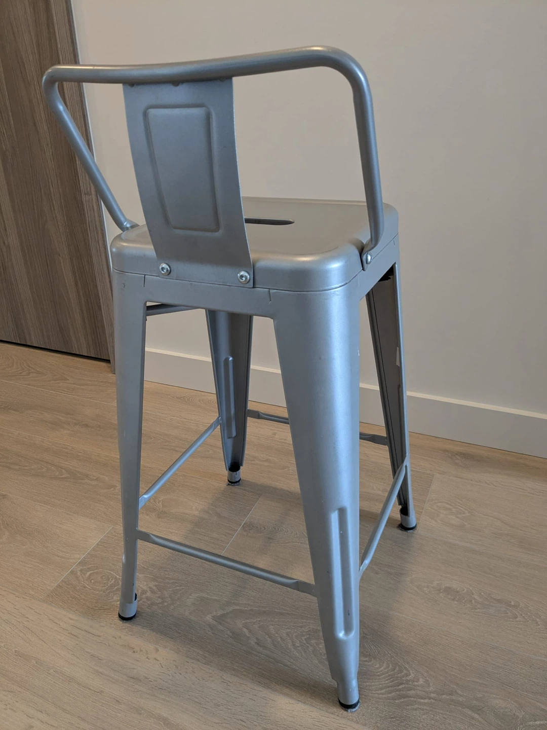 Set of 4 Silver Metal Bar Stools - photo 3