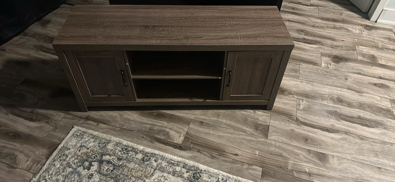 Brown Wood TV Stand with Cabinet Storage