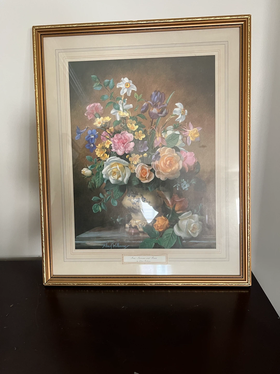 Albert Williams "Iris, Narcissi and Roses" Framed Print