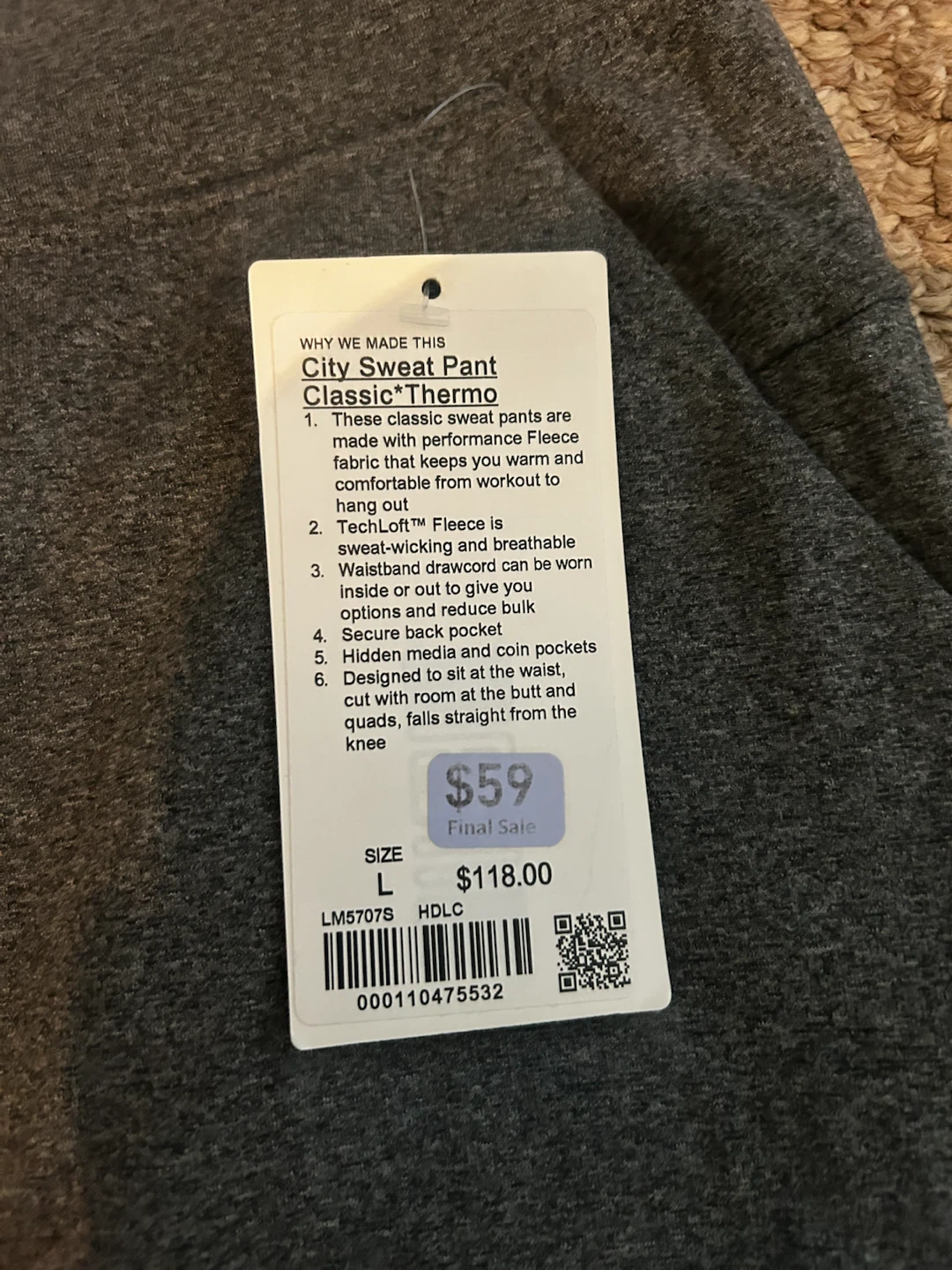 NEW Lululemon City Sweatpant Classic Thermo Size L - photo 2