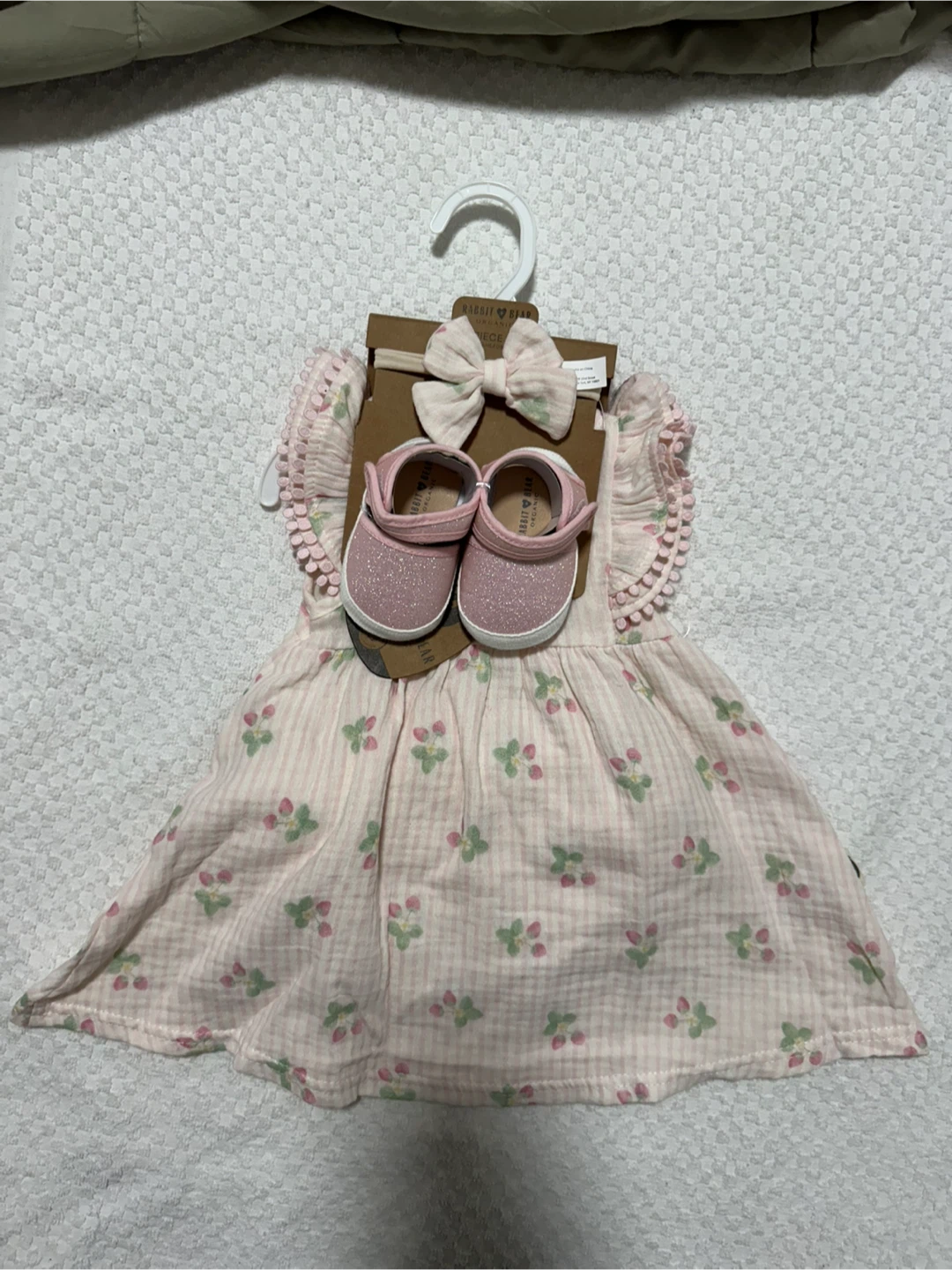 Rabbit & Bear Organic Baby Dress, Shoes & Headband Set 6-9 M