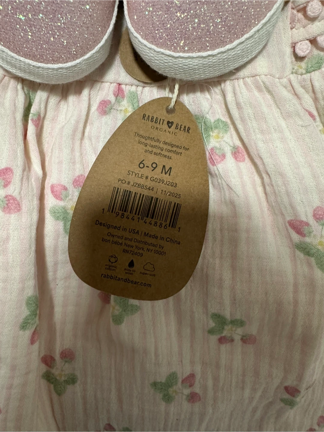 Rabbit & Bear Organic Baby Dress, Shoes & Headband Set 6-9 M - photo 2