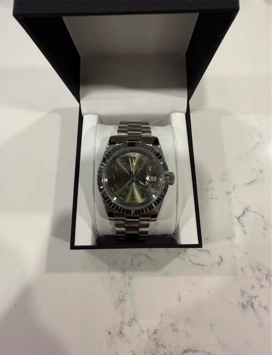 Seiko Mod - Olive Green Arabic Dial 39mm Presidential Bracelet - photo 4