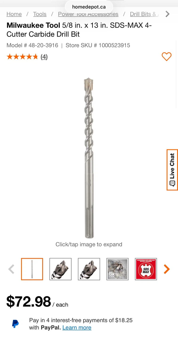 Milwaukee SDS MAX 5/8 in. x 13 in. 4-Cutter Carbide Drill Bit - photo 3