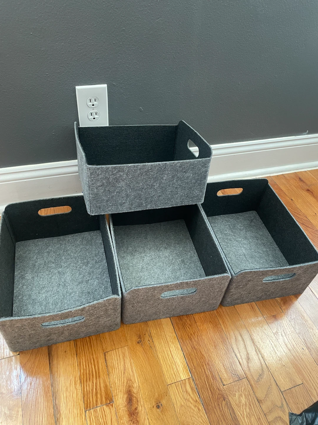 IKEA Set of 4 Grey Felt Storage Bins