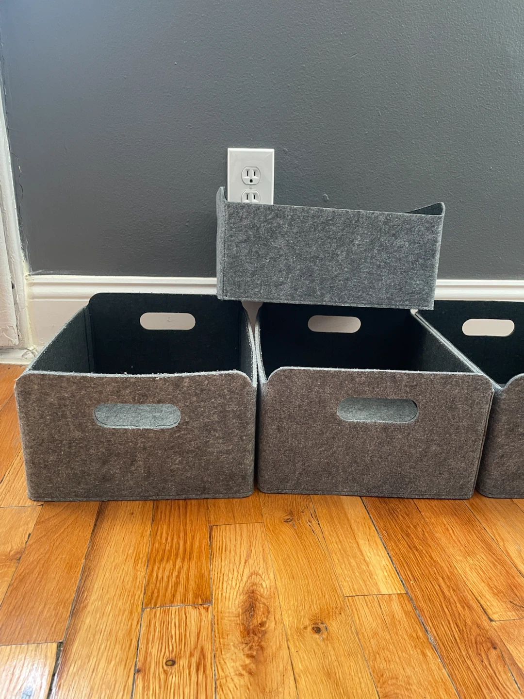 IKEA Set of 4 Grey Felt Storage Bins - photo 2
