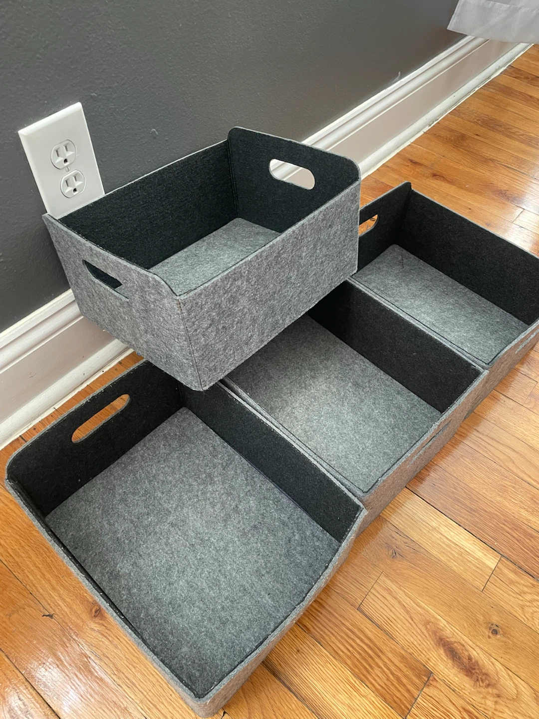 IKEA Set of 4 Grey Felt Storage Bins - photo 3