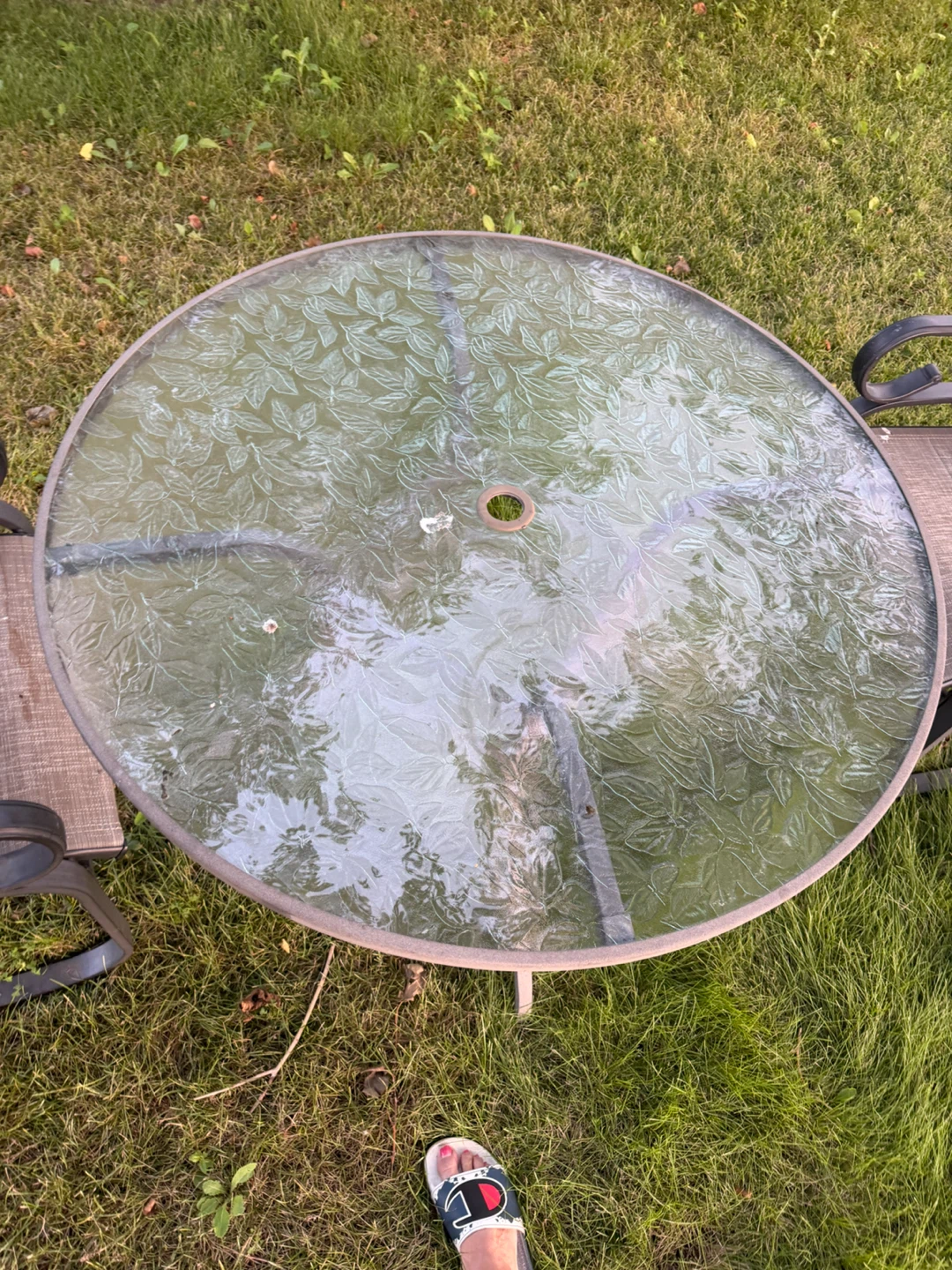 Round Glass Top Outdoor Dining Table