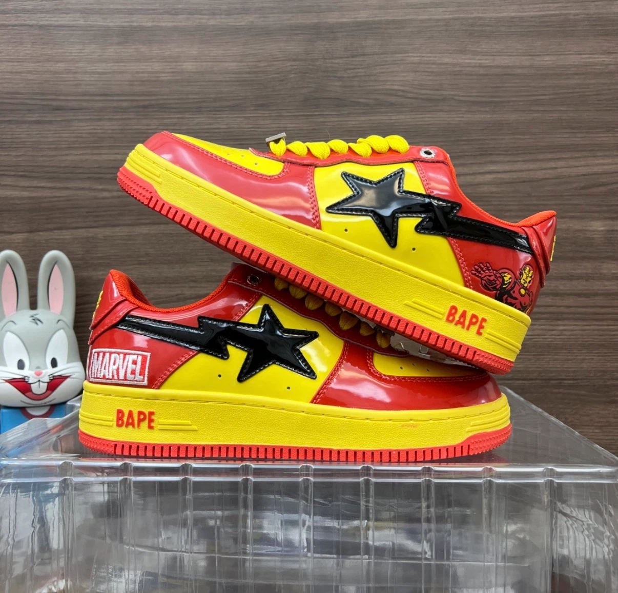 BAPE Marvel Air Force 1 Style Sneakers Red/Yellow