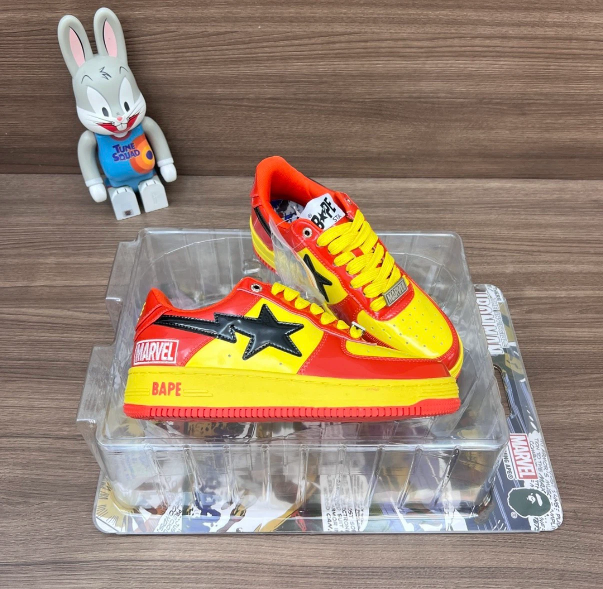 BAPE Marvel Air Force 1 Style Sneakers Red/Yellow - photo 2