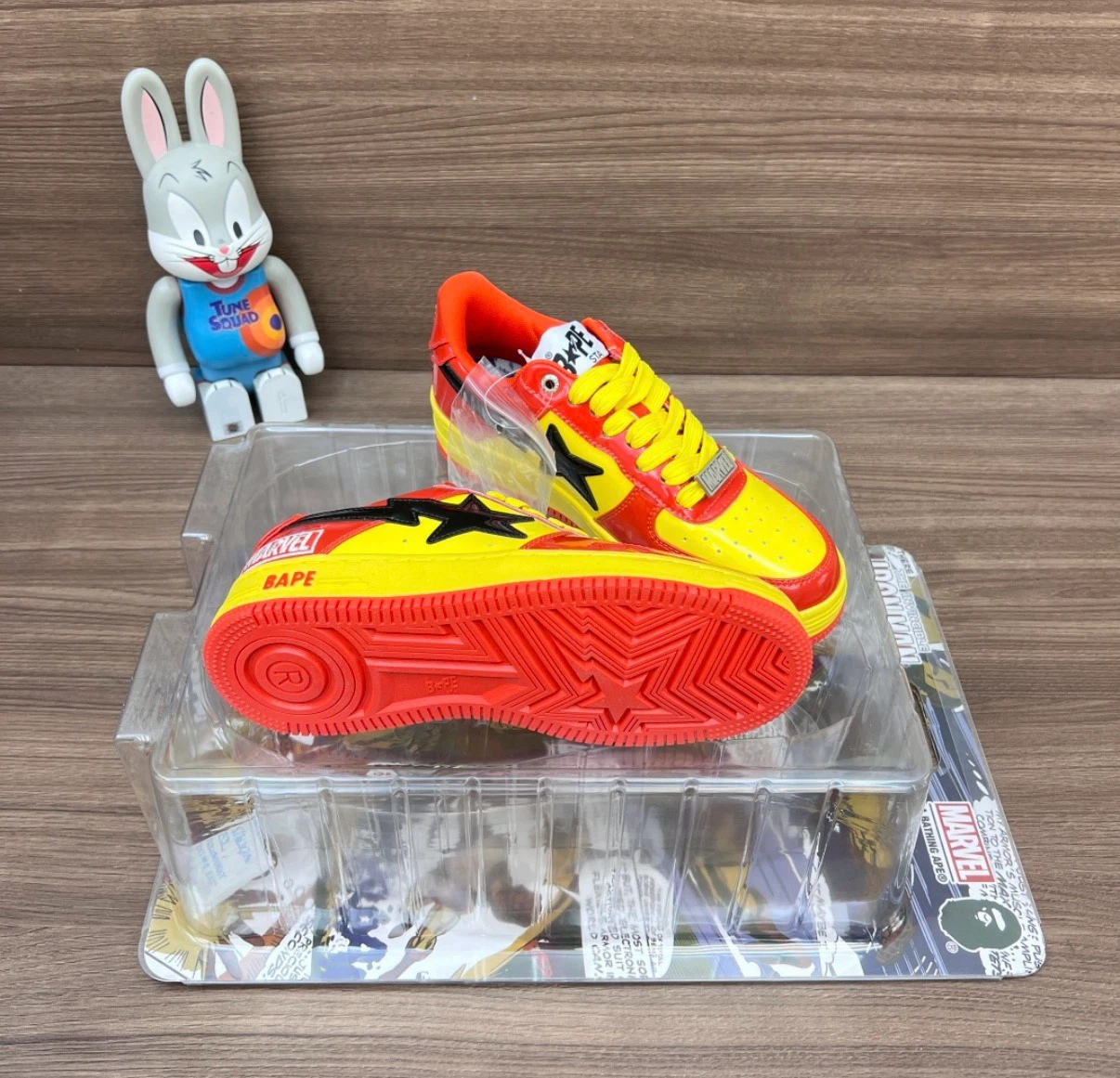 BAPE Marvel Air Force 1 Style Sneakers Red/Yellow - photo 4