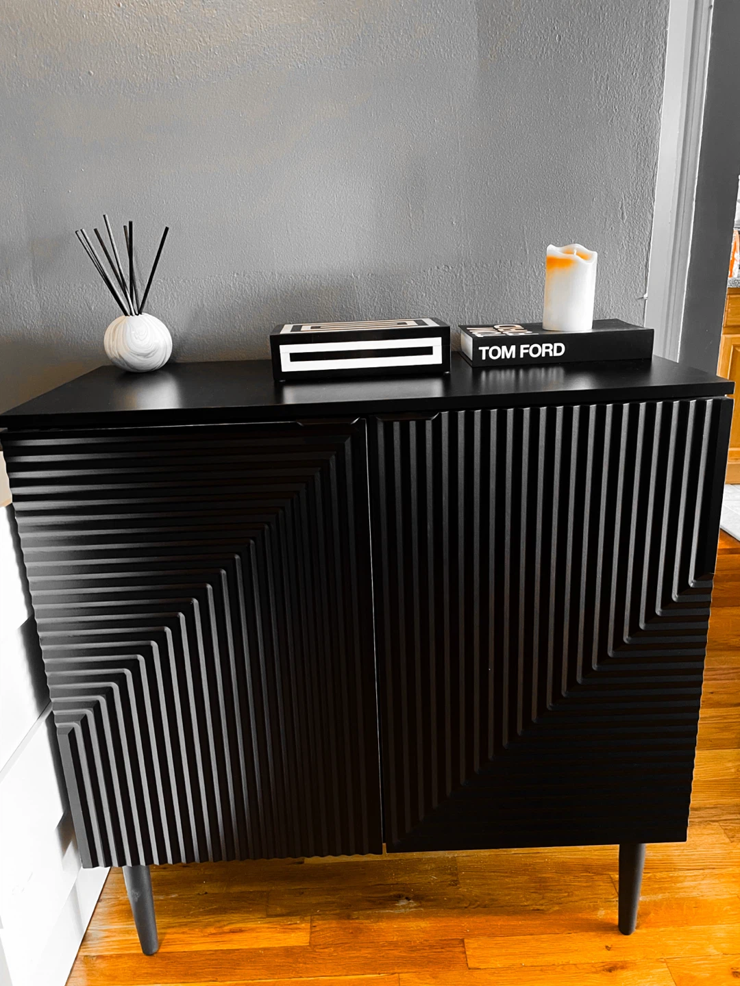 Black Side Cabinet with Adjustable Shelves