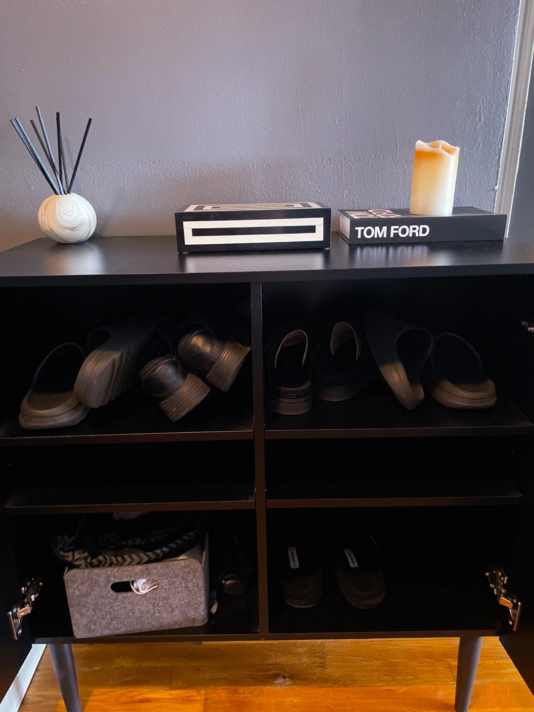 Black Side Cabinet with Adjustable Shelves - photo 2