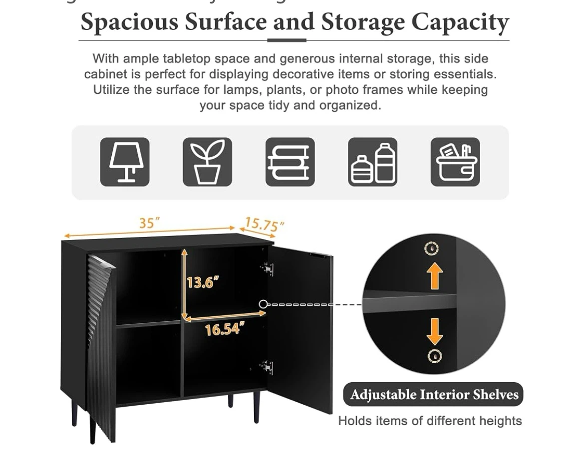 Black Side Cabinet with Adjustable Shelves - photo 3