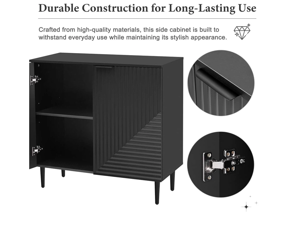 Black Side Cabinet with Adjustable Shelves - photo 5