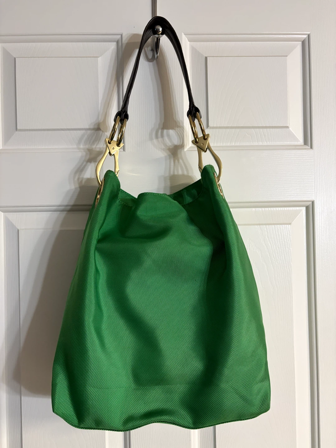 JPK Paris 75 Green Nylon Hobo Bucket Tote Bag