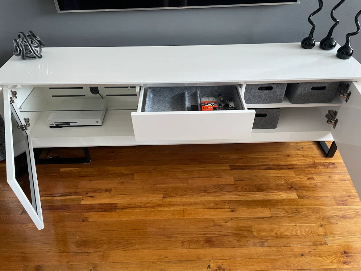 Modern White Media Console with Black Accents - photo 4