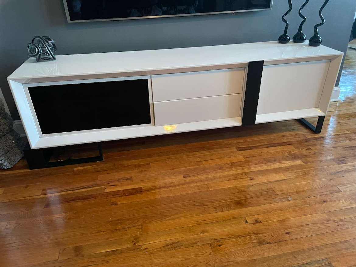 Modern White Media Console with Black Accents - photo 5