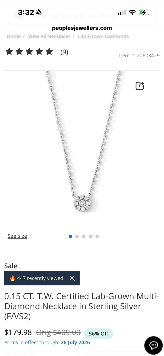 Peoples Jewellers Sterling Silver Lab-Grown Diamond Necklace - photo 3