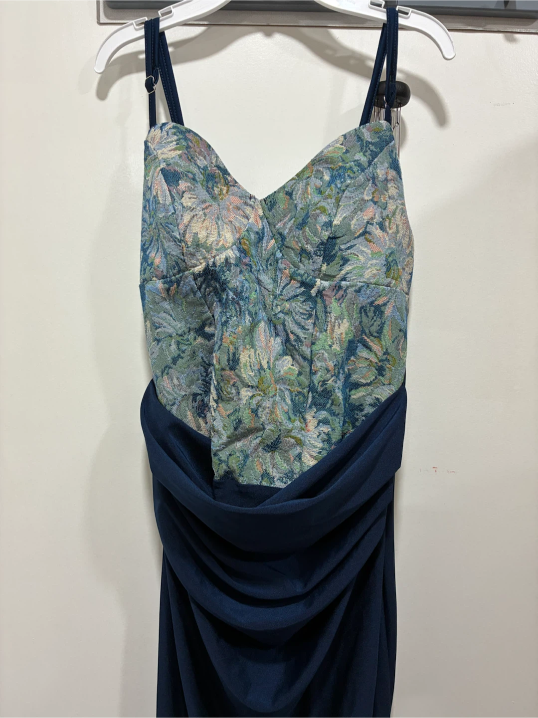 Navy Blue Maxi Dress with Floral Bust - photo 2