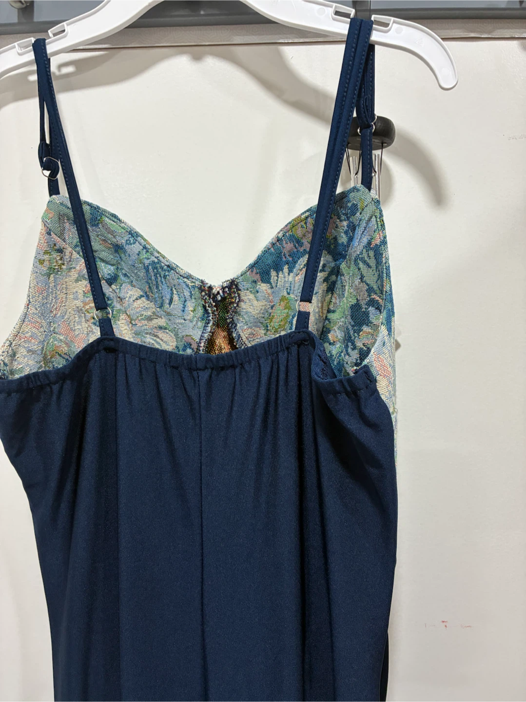 Navy Blue Maxi Dress with Floral Bust - photo 5