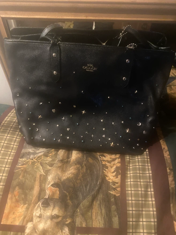 Coach Black Studded Tote Bag