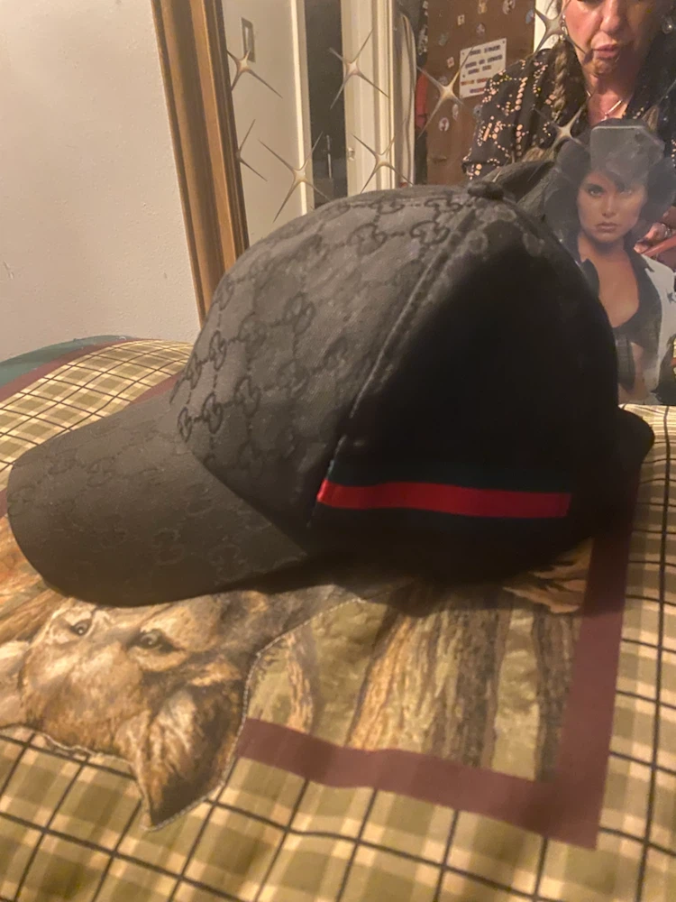 Black Gucci Monogram Baseball Cap