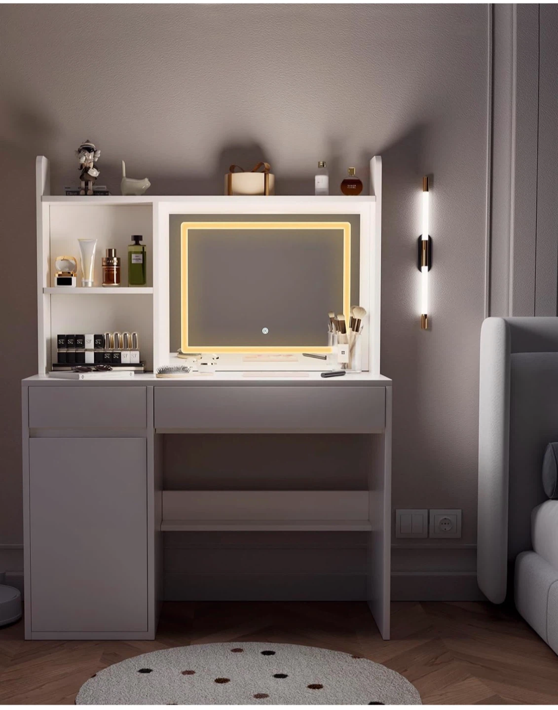 Vanity Desk, Makeup Table with Mirror and Lights dressing Table - photo 2